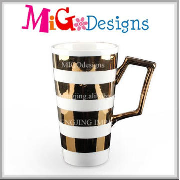 Customed Keramik-Becher galvanisierte Goldkaffeetasse